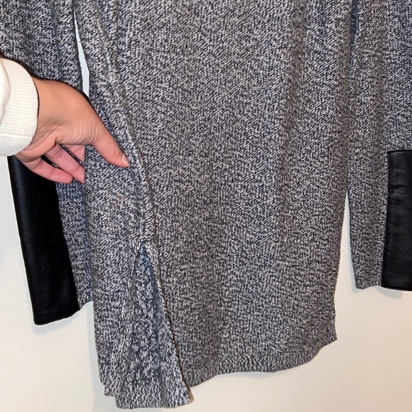 Chic & Cozy Boat Neck Sweater with Leather Sleeves - Reitmans Size M - Picture 3 of 5